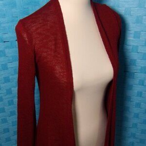 FIANCEE  Sm Burgundy Open Front Long Sleeve SWEATER  Lightweight